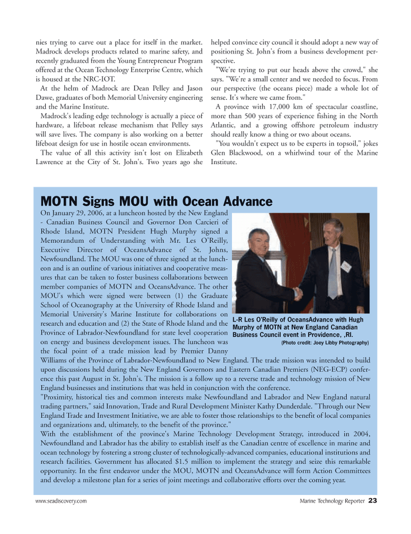 Marine Technology Magazine, page 22,  Mar 2006