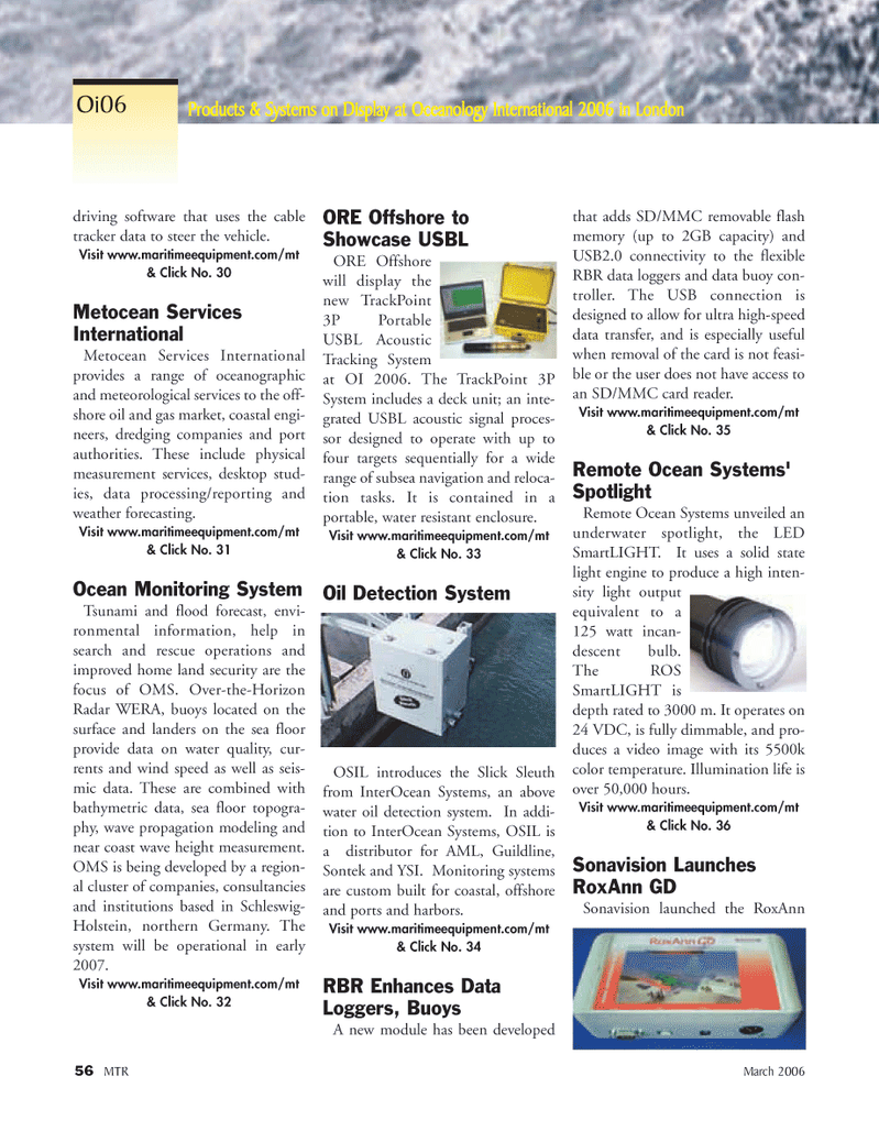 Marine Technology Magazine, page 54,  Mar 2006