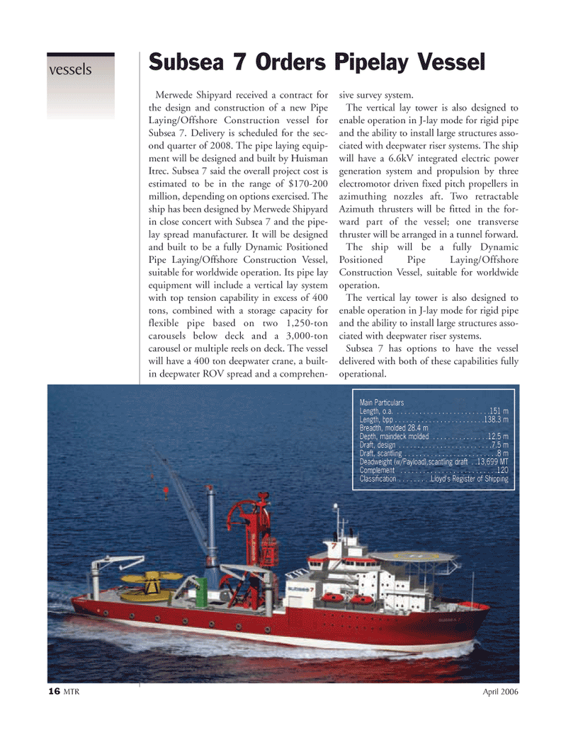 Marine Technology Magazine, page 16,  Apr 2006