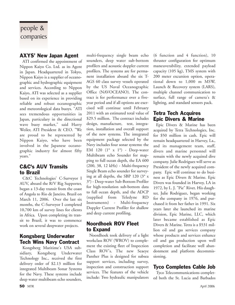 Marine Technology Magazine, page 50,  Apr 2006