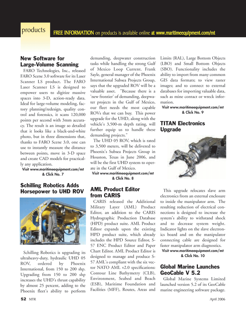 Marine Technology Magazine, page 52,  Apr 2006