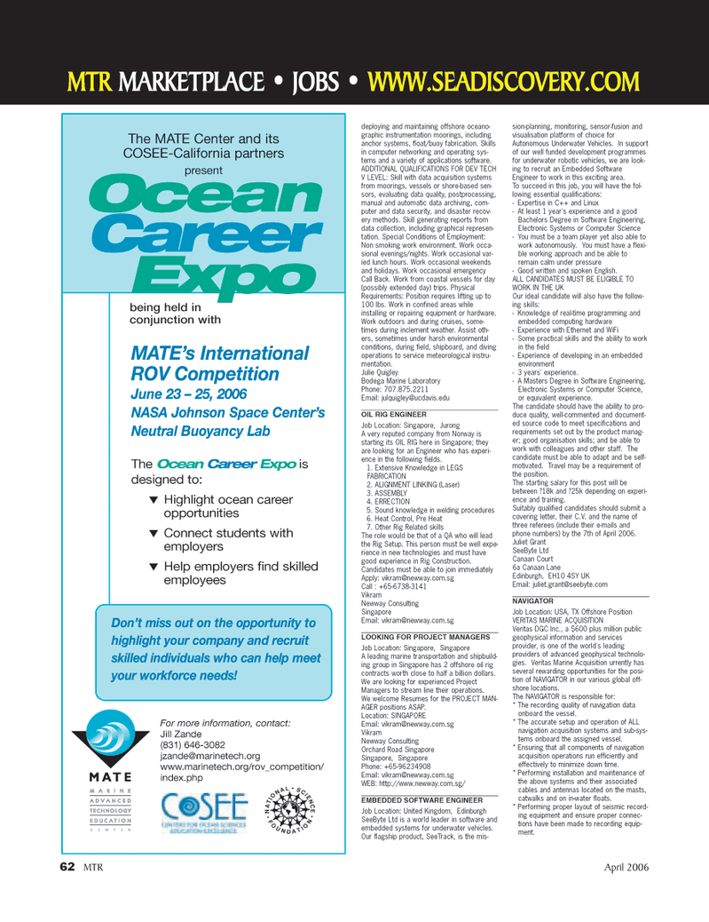 Marine Technology Magazine, page 62,  Apr 2006