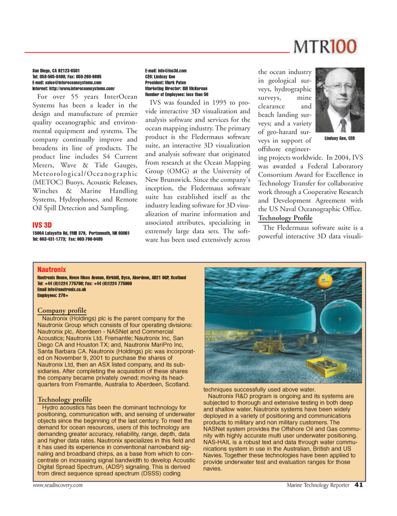 Marine Technology Magazine, page 41,  Jun 2006