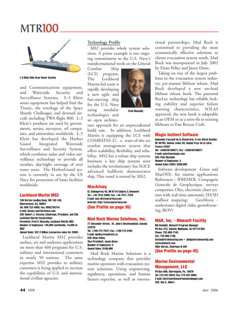 Marine Technology Magazine, page 44,  Jun 2006