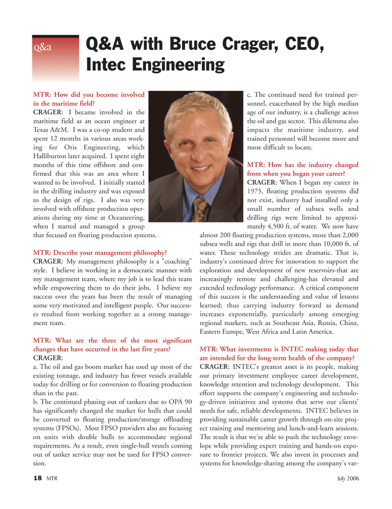 Marine Technology Magazine, page 18,  Jul 2006