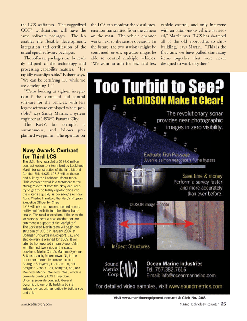 Marine Technology Magazine, page 25,  Jul 2006