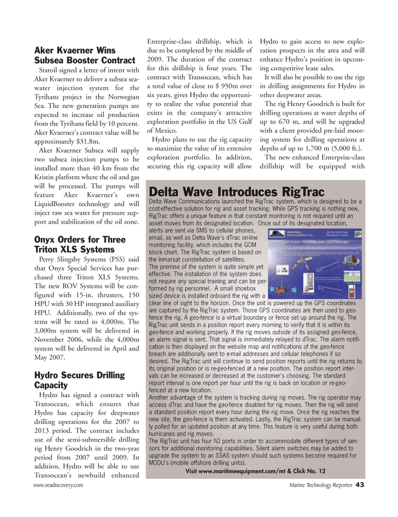 Marine Technology Magazine, page 43,  Jul 2006