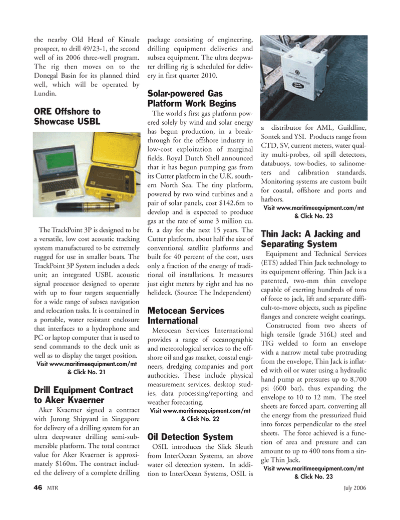 Marine Technology Magazine, page 46,  Jul 2006