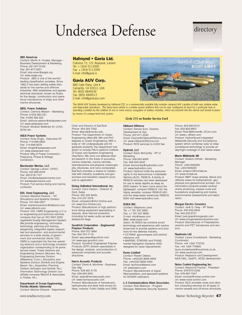 Marine Technology Magazine, page 47,  Jul 2006