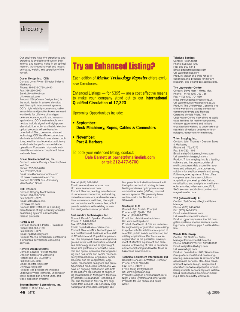 Marine Technology Magazine, page 48,  Jul 2006