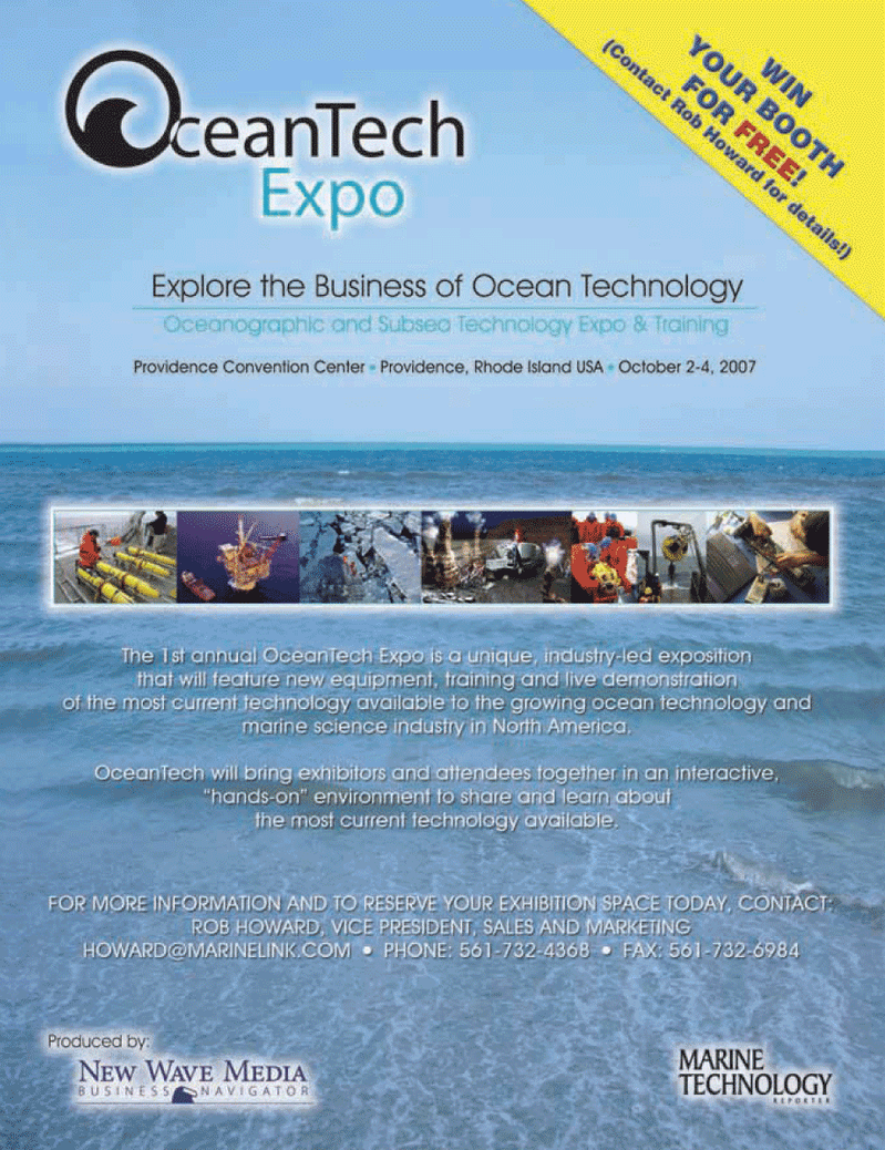 Marine Technology Magazine, page 2nd Cover,  Nov 2006