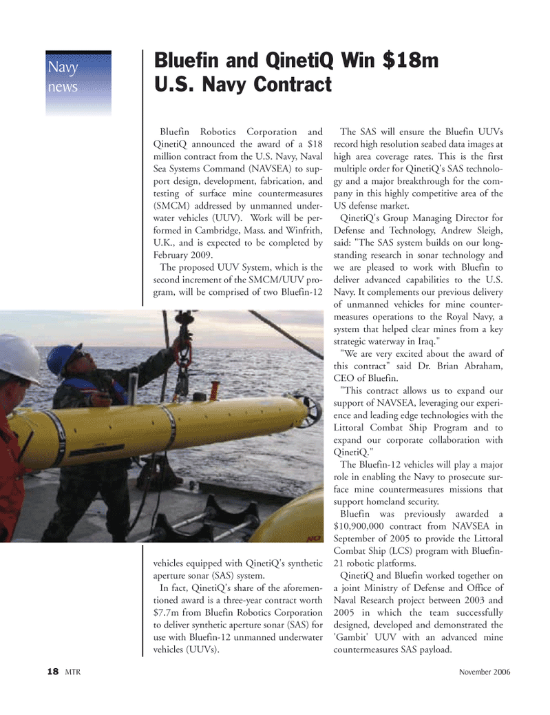 Marine Technology Magazine, page 18,  Nov 2006