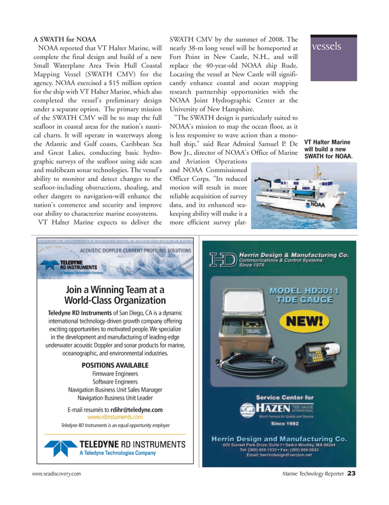Marine Technology Magazine, page 23,  Nov 2006