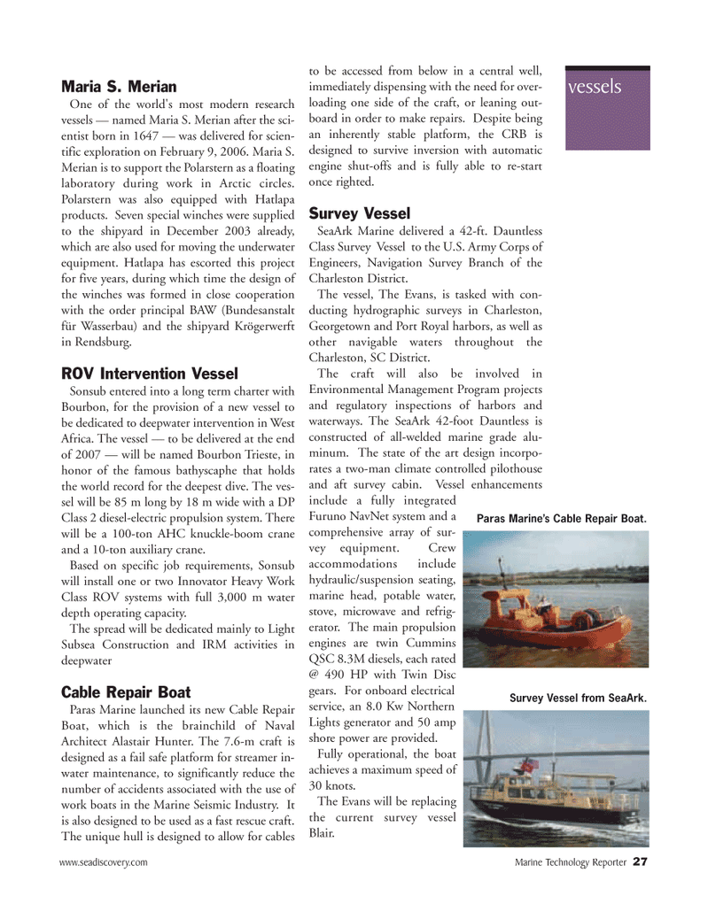 Marine Technology Magazine, page 27,  Nov 2006
