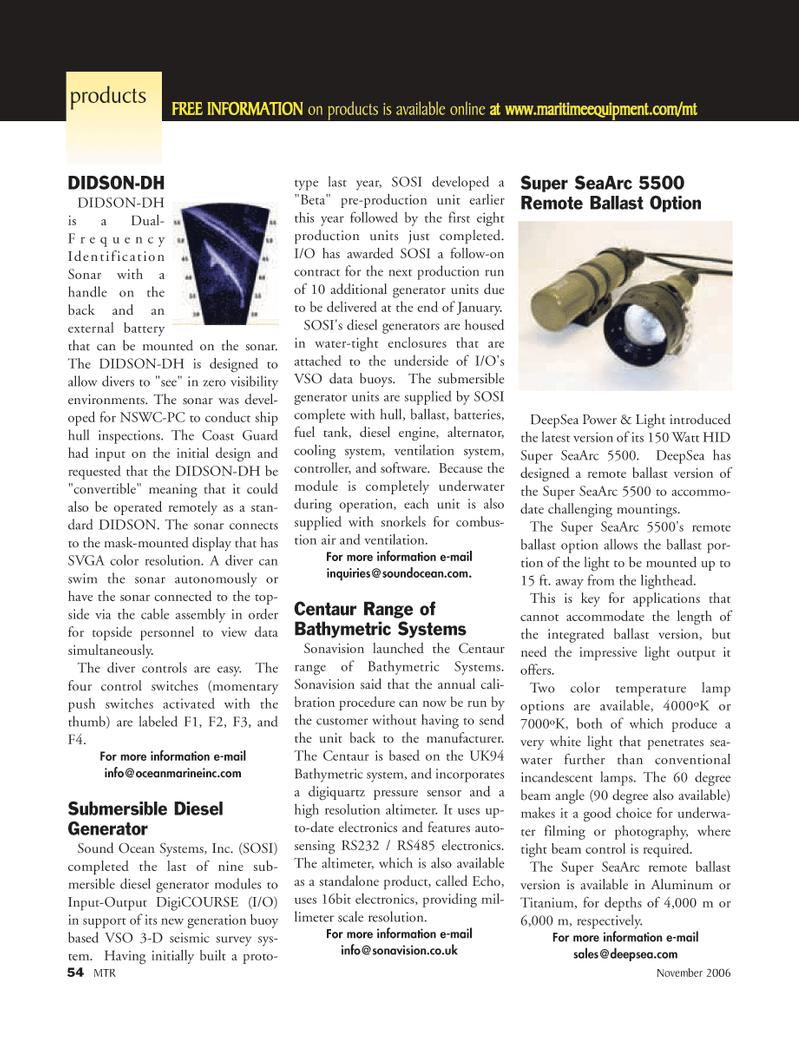 Marine Technology Magazine, page 54,  Nov 2006
