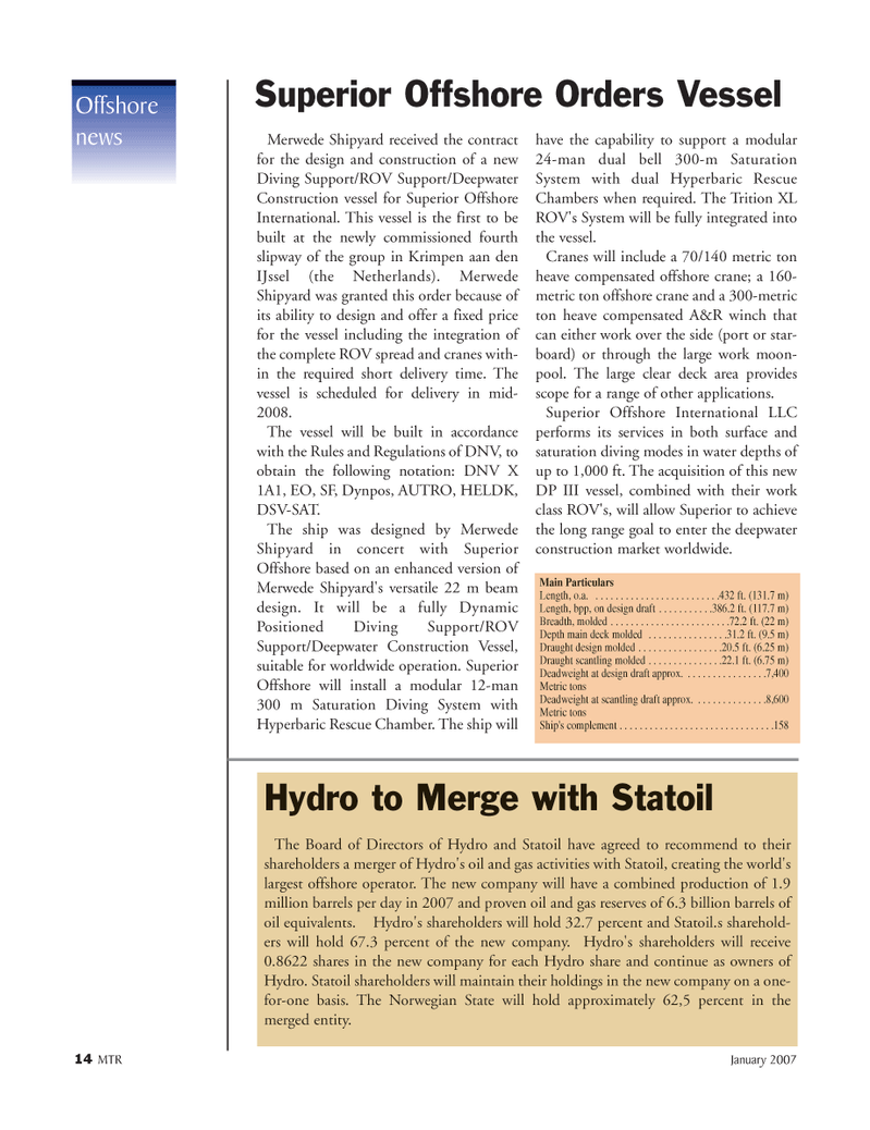 Marine Technology Magazine, page 14,  Jan 2007