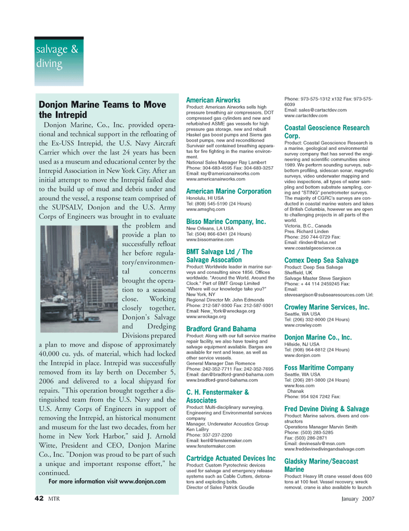 Marine Technology Magazine, page 42,  Jan 2007