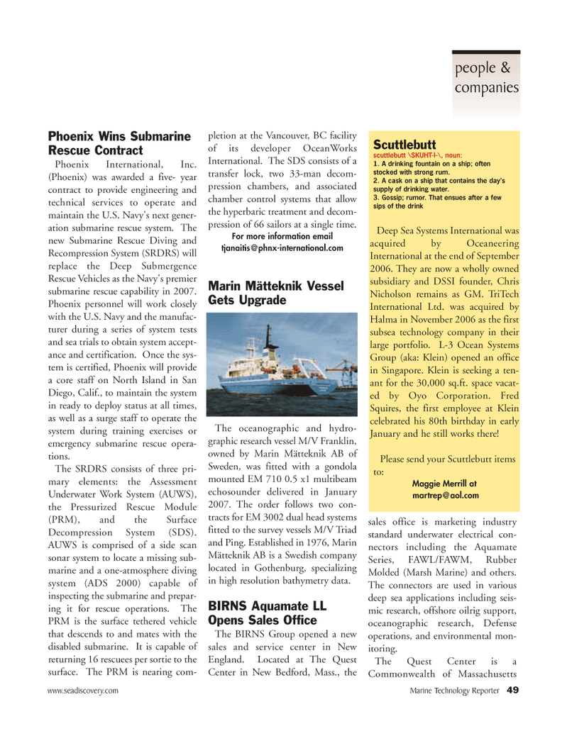 Marine Technology Magazine, page 49,  Jan 2007