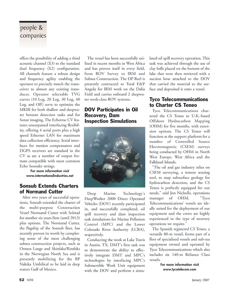 Marine Technology Magazine, page 52,  Jan 2007