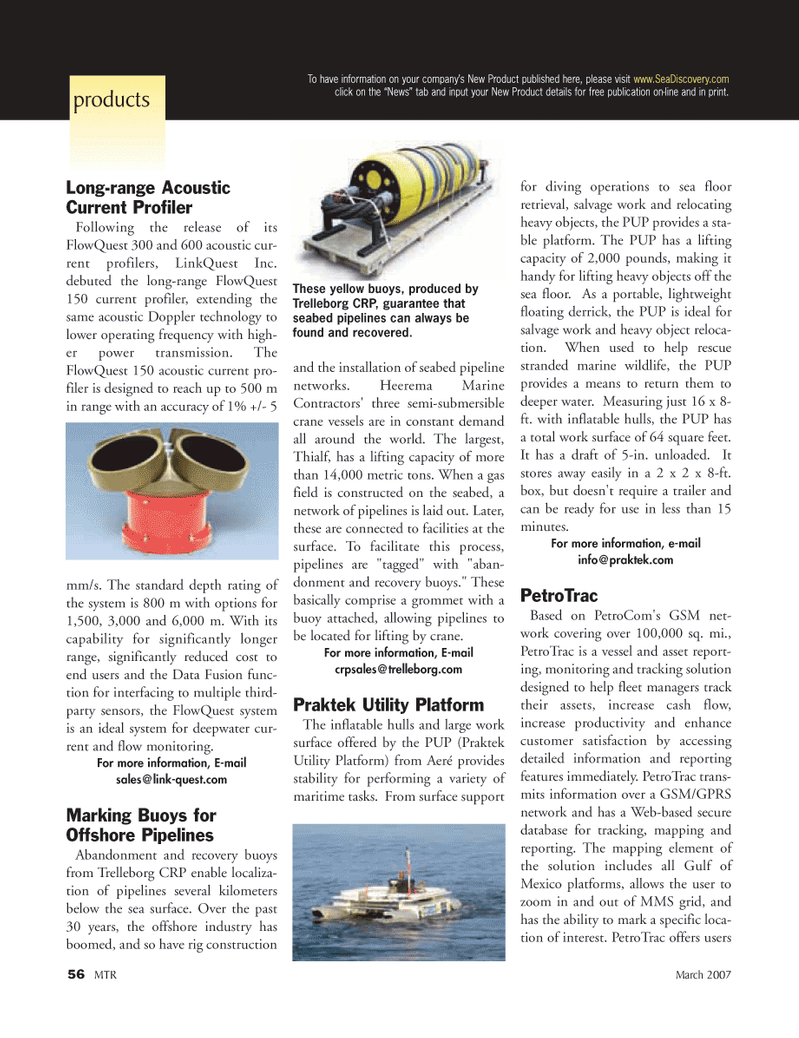Marine Technology Magazine, page 56,  Mar 2007