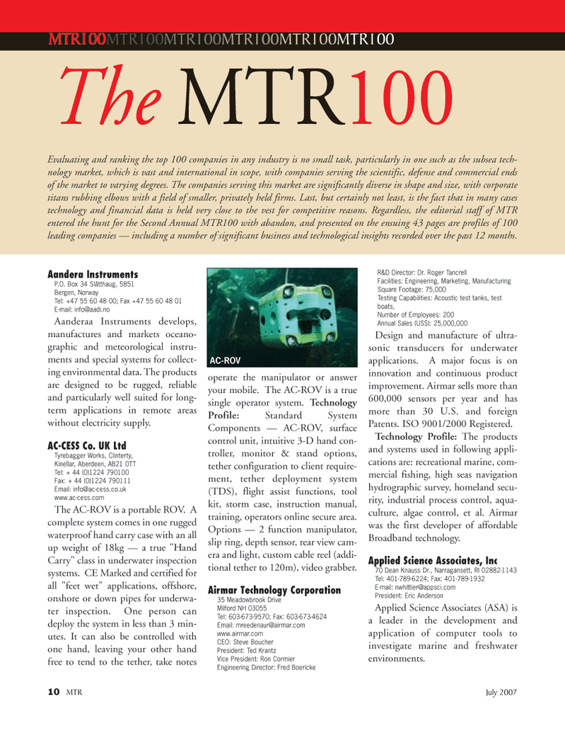 Marine Technology Magazine, page 10,  Jul 2007