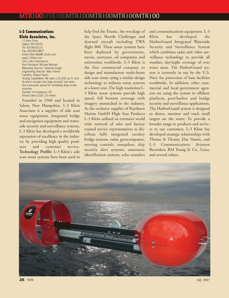 Marine Technology Magazine, page 26,  Jul 2007