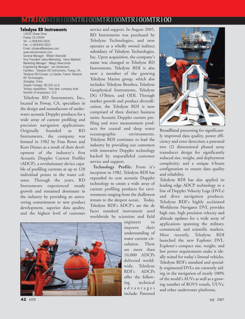 Marine Technology Magazine, page 42,  Jul 2007