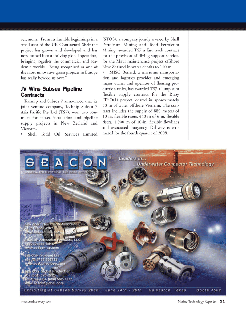 Marine Technology Magazine, page 11,  May 2008