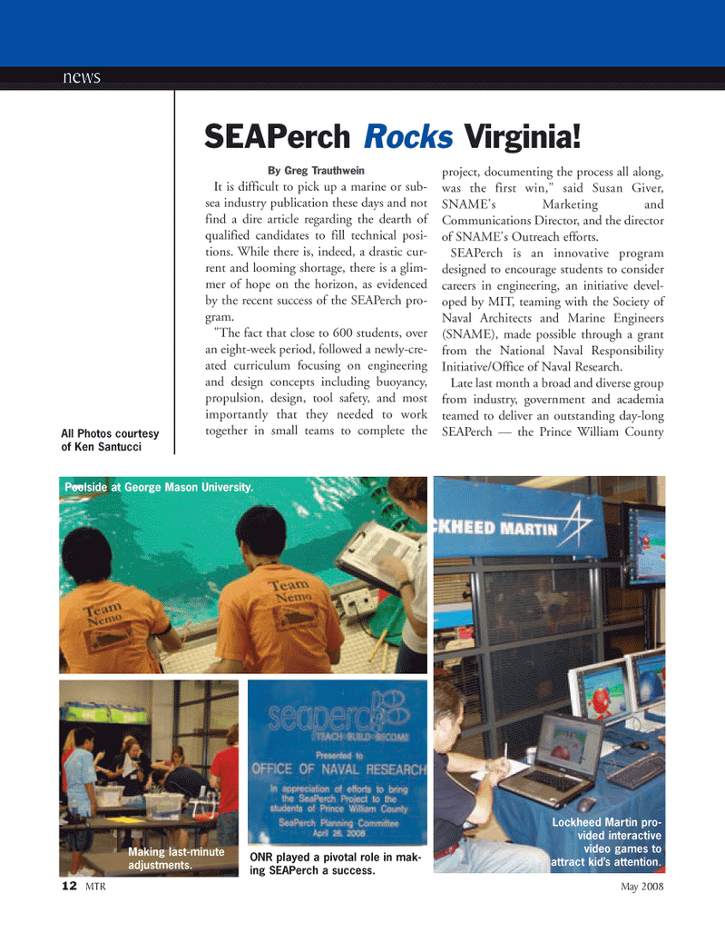Marine Technology Magazine, page 12,  May 2008