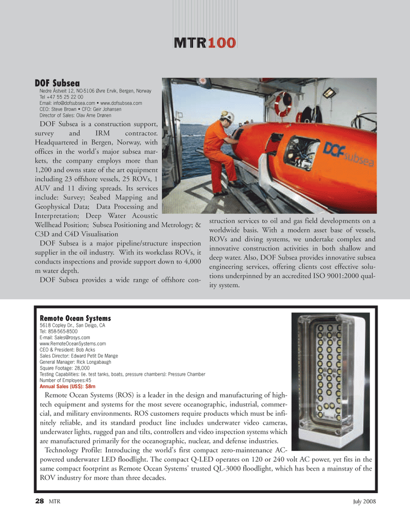 Marine Technology Magazine, page 28,  Jul 2008