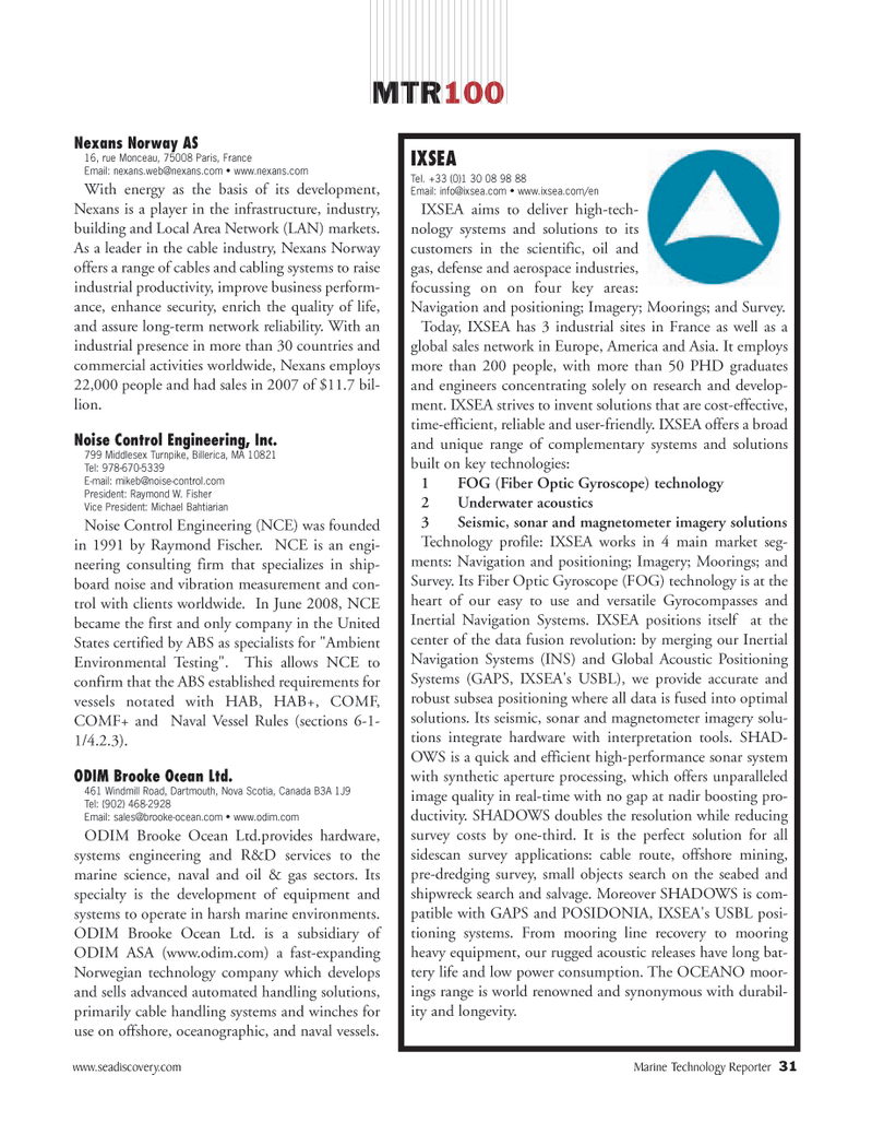 Marine Technology Magazine, page 31,  Jul 2008