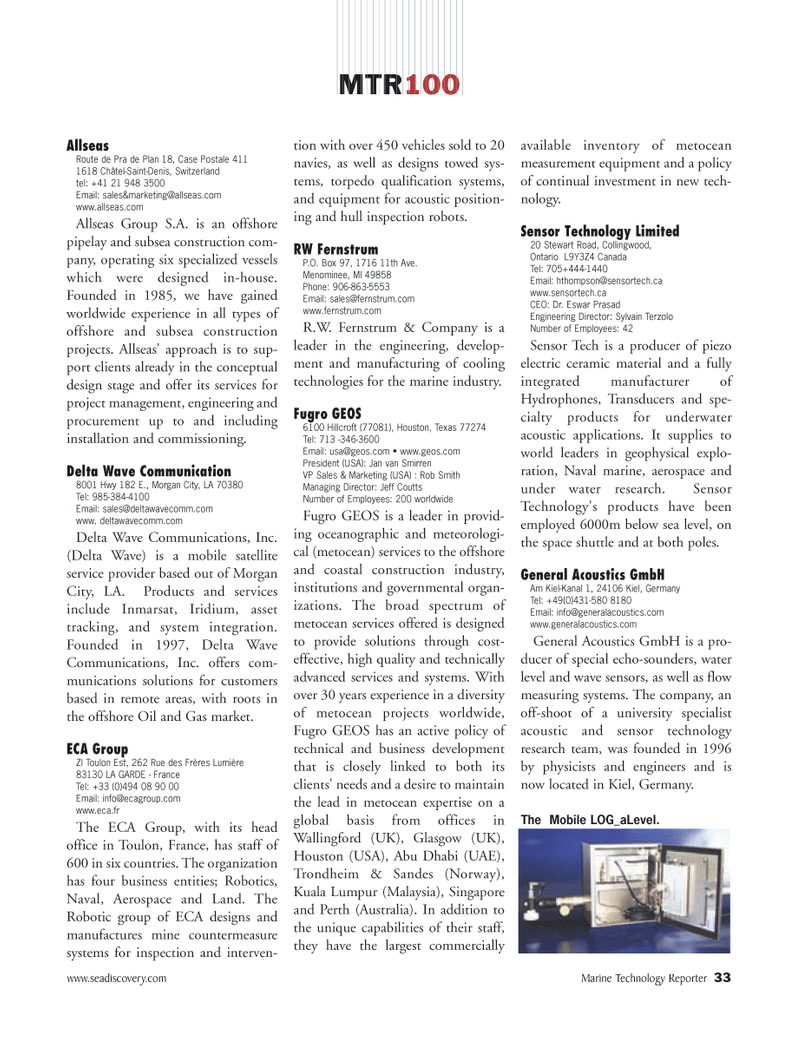 Marine Technology Magazine, page 33,  Jul 2008