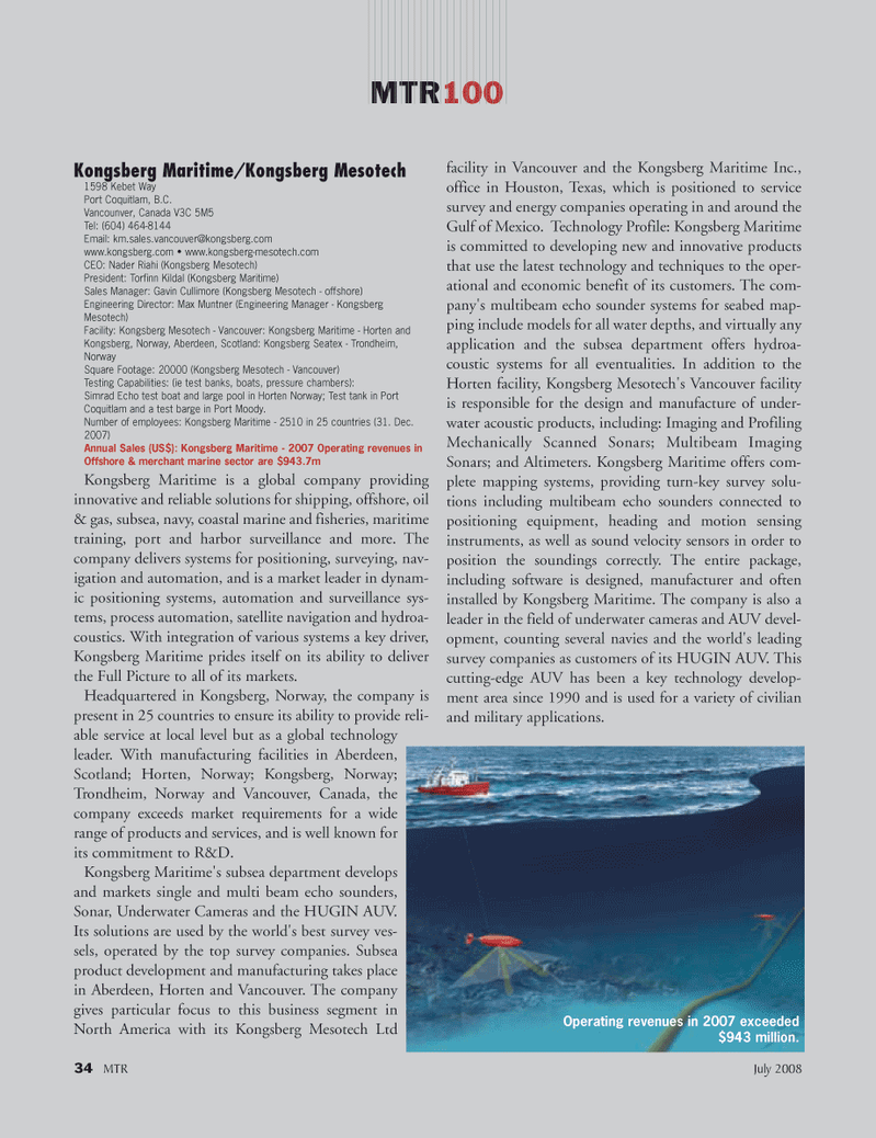 Marine Technology Magazine, page 34,  Jul 2008
