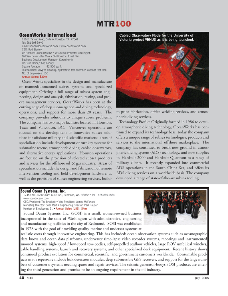 Marine Technology Magazine, page 40,  Jul 2008