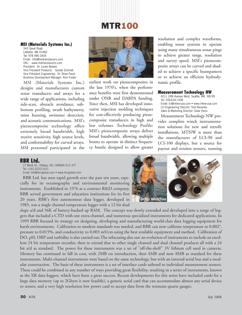 Marine Technology Magazine, page 50,  Jul 2008