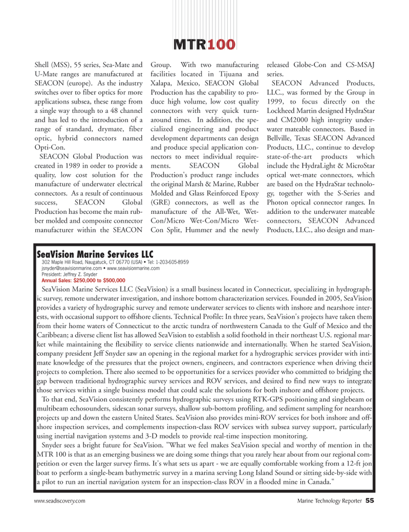 Marine Technology Magazine, page 55,  Jul 2008