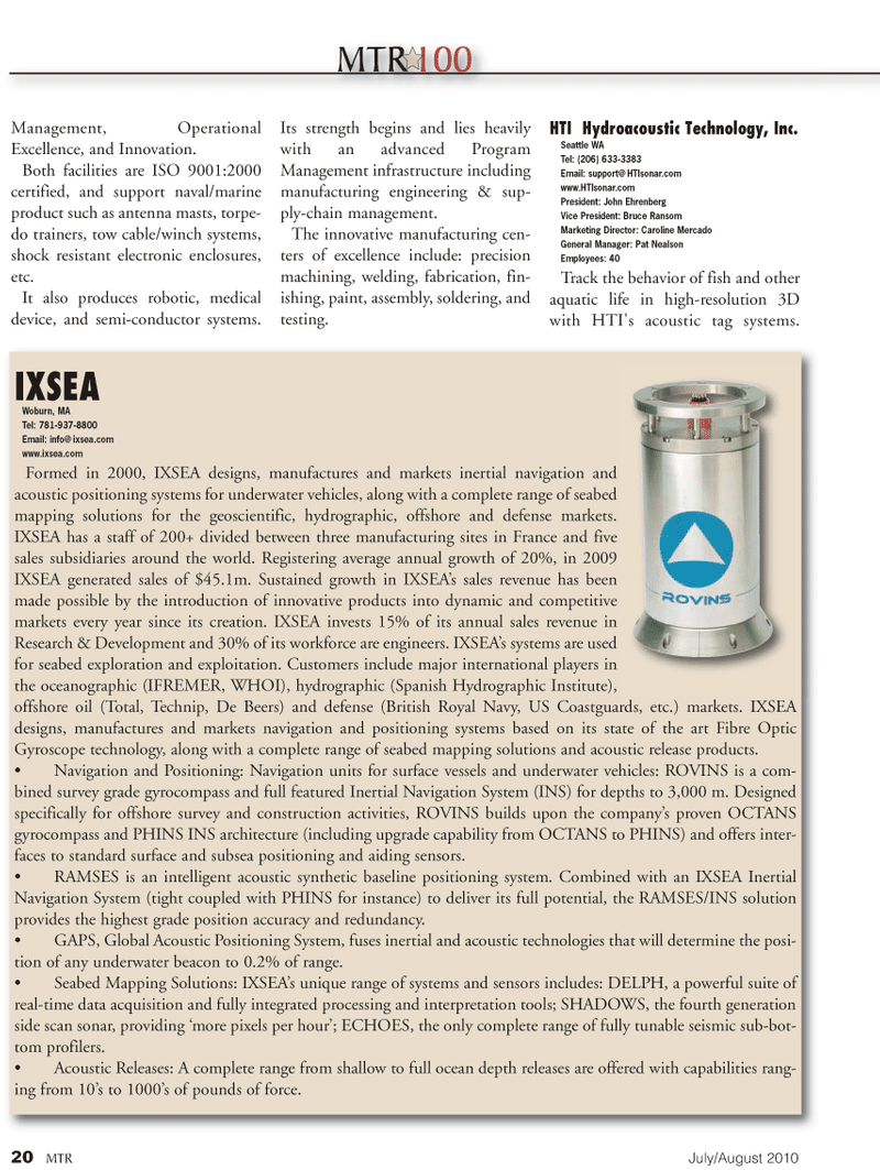 Marine Technology Magazine, page 20,  Jul 2010