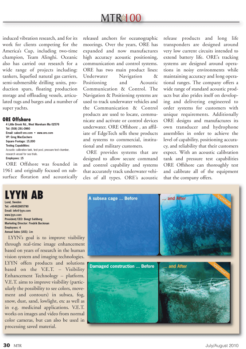 Marine Technology Magazine, page 30,  Jul 2010
