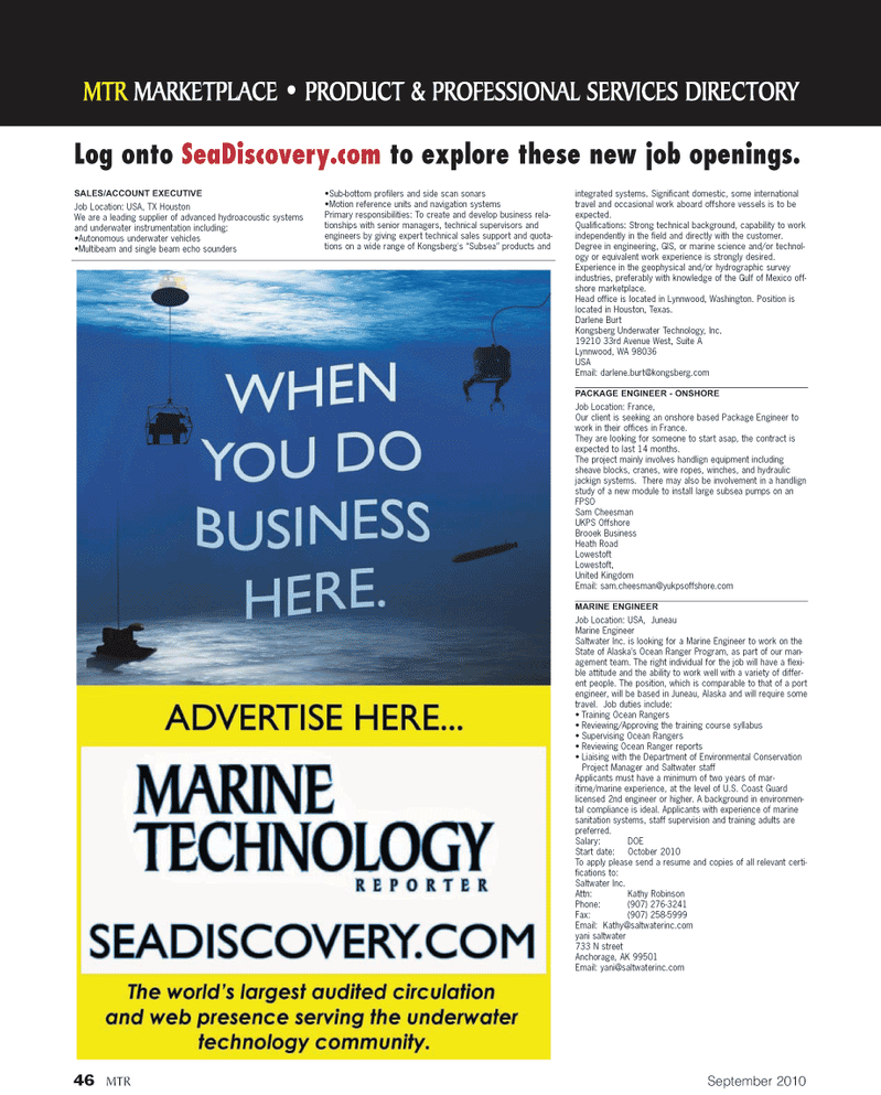 Marine Technology Magazine, page 46,  Sep 2010