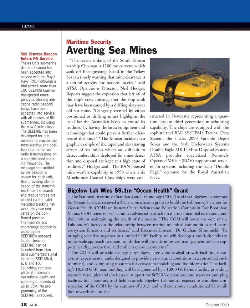 Marine Technology Magazine, page 18,  Oct 2010