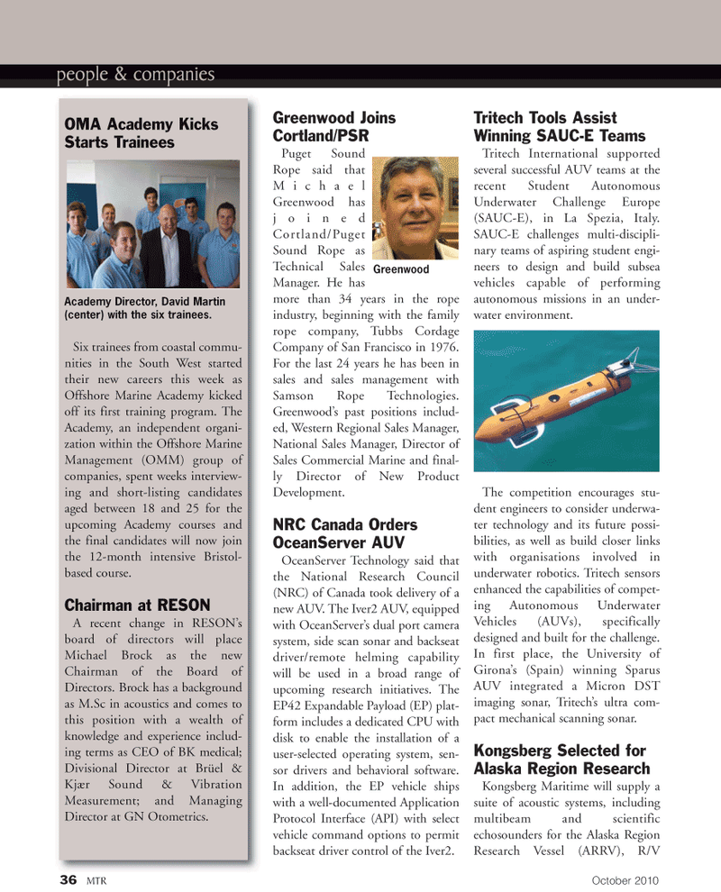 Marine Technology Magazine, page 36,  Oct 2010