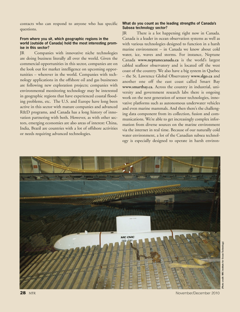 Marine Technology Magazine, page 28,  Nov 2010