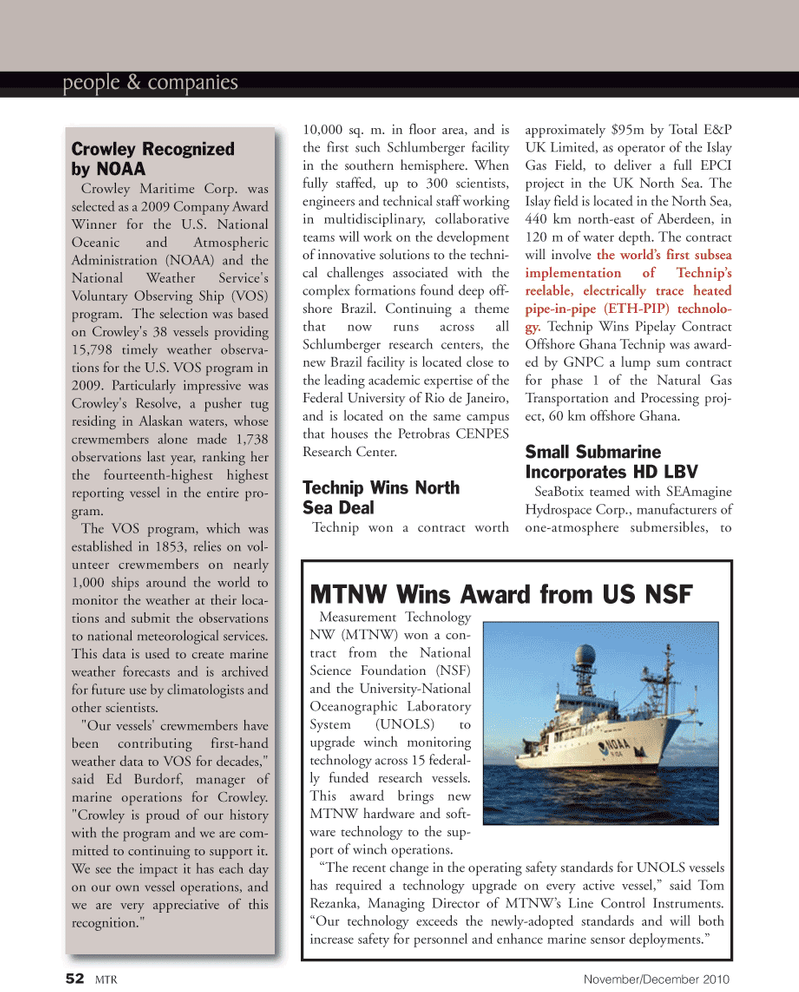 Marine Technology Magazine, page 52,  Nov 2010