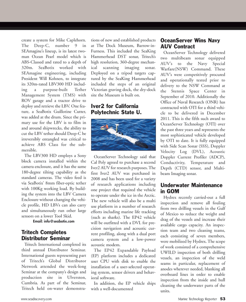 Marine Technology Magazine, page 53,  Nov 2010