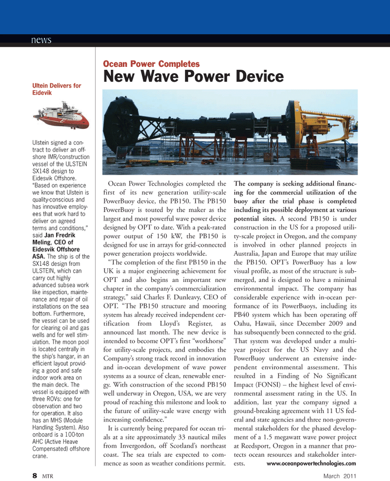 Marine Technology Magazine, page 8,  Mar 2011