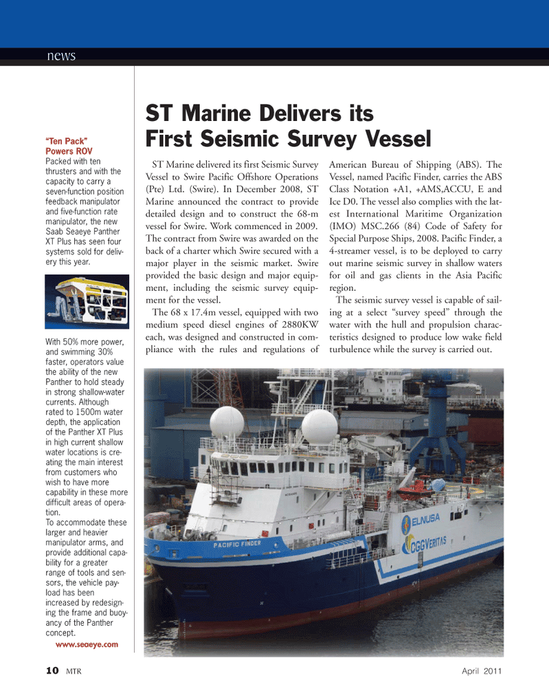 Marine Technology Magazine, page 10,  Apr 2011