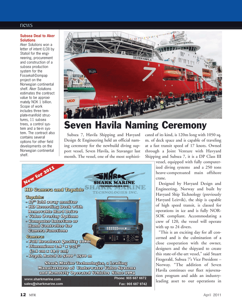 Marine Technology Magazine, page 12,  Apr 2011