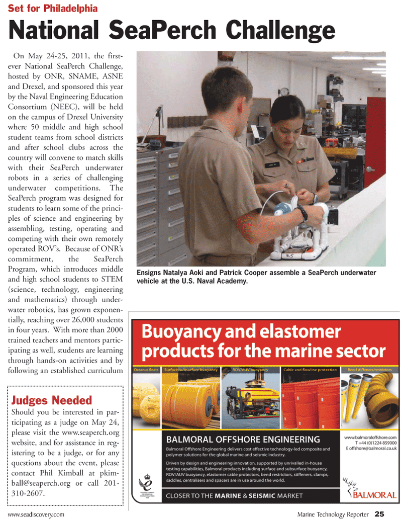 Marine Technology Magazine, page 25,  May 2011