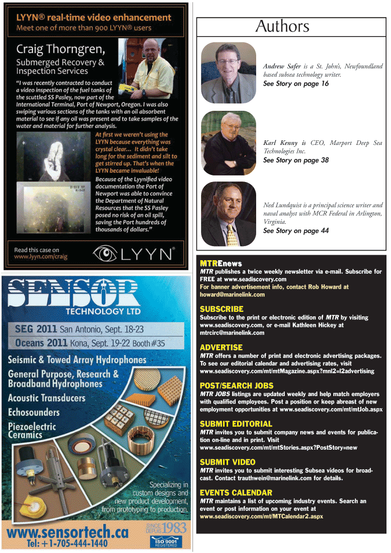 Marine Technology Magazine, page 4,  May 2011