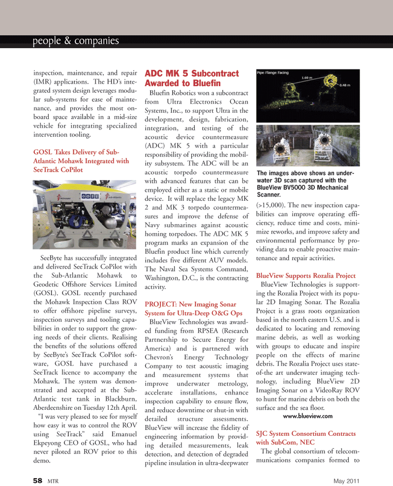 Marine Technology Magazine, page 58,  May 2011